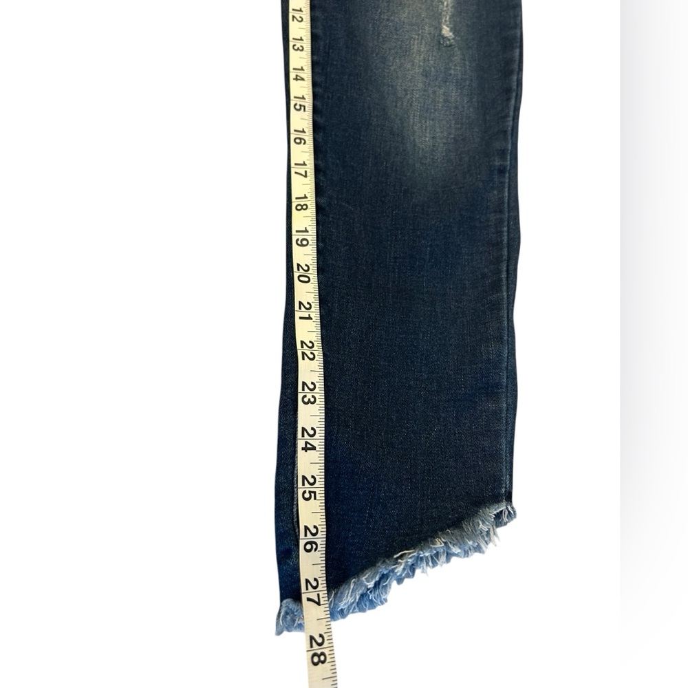 JUICY COUTURE Distressed Skinny Jeans Raw Frayed Hem Sz 8 Blue Y2K Vibe - Picture 12 of 13